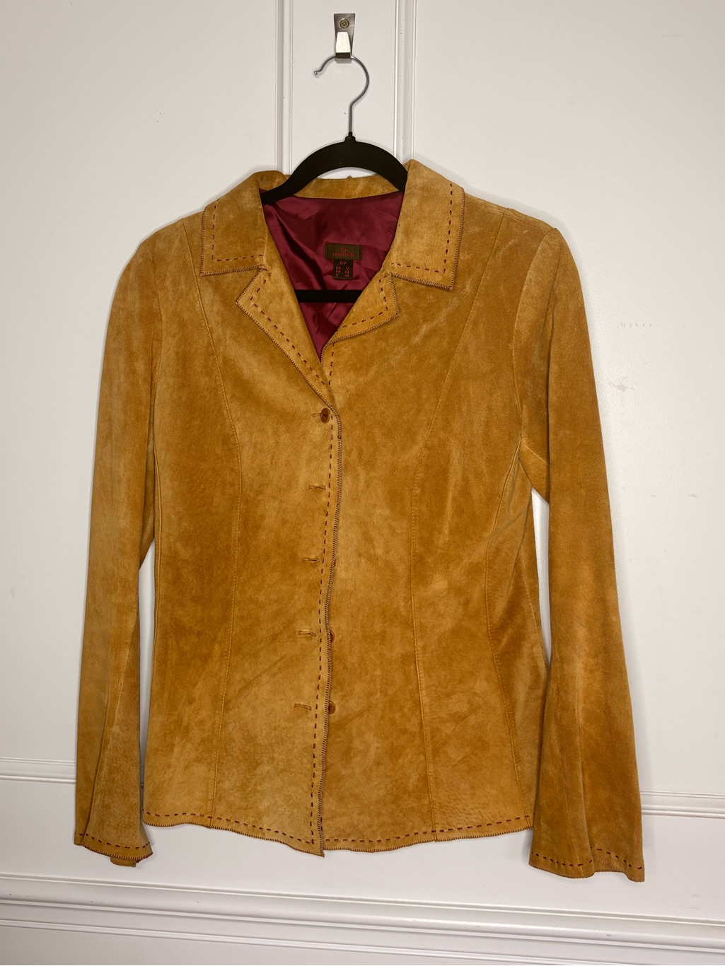 Daniel Suede Button-Front Jacket In Saddlebag.